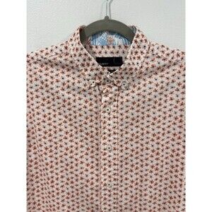 Quieti Short Sleeve Shirt Men's Sz Large Pink Floral Print 100% Fine Cotton